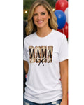Baseball Mama with a Bow DTF print t-shirt - lifestyle photo on white tee