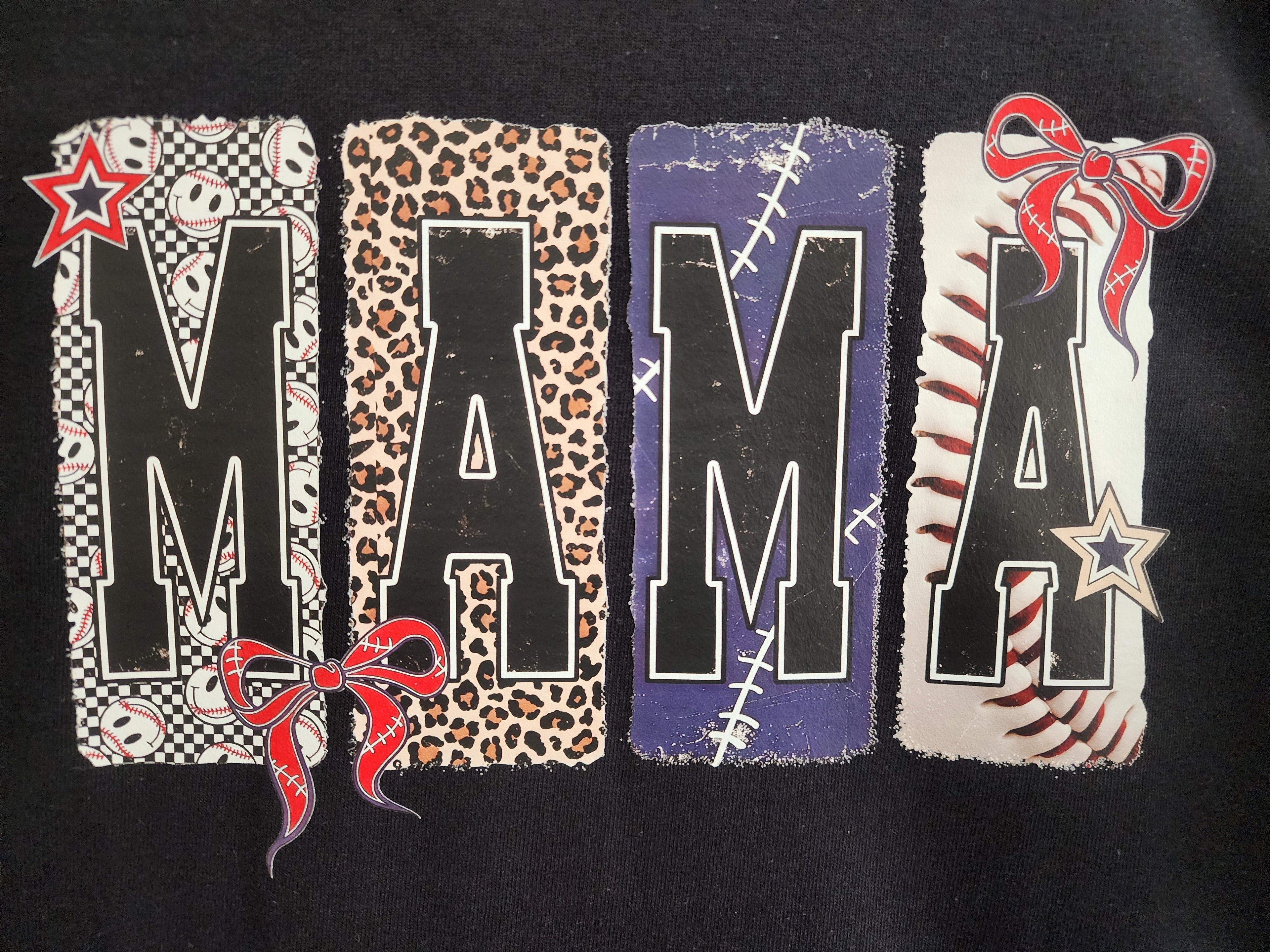 Baseball Mama DTF print close-up - Softball Mom Collection
