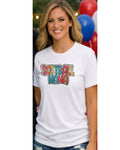 Softball Mama colorful dotted DTF print t-shirt - lifestyle photo